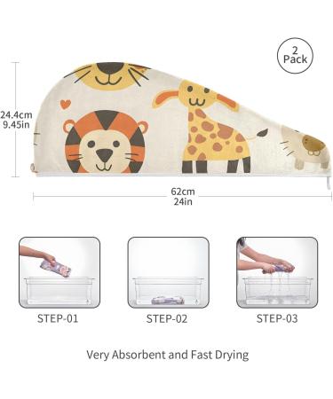 Buy Cute Animal Hair Towels 2 Pack - Super Absorbent Quick Dry Turbans for Women & Girls - Buy Online on GoSupps.com