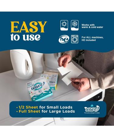 Wave Laundry Detergent Sheets - Scented 32 Loads - Fast-Dissolving & Powerful Multi-Purpose Cleaner - Eco-Friendly Plastic-Free Clean Breeze 32 Count - Buy Online on GoSupps.com