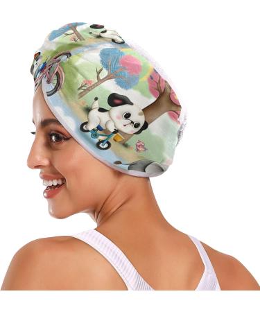 Cute Animal Bicycle Hair Towels | Super Absorbent Quick Dry Turbans 2 Pack for Women & Girls - Buy Online on GoSupps.com
