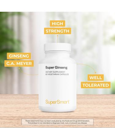 Supersmart - Ginseng Standardized to 30% Ginsenosides 2000 mg Per Day - Supports & Boost Immune System | Non-GMO & Gluten Free - 60 Vegetarian Capsules - Buy Online on GoSupps.com