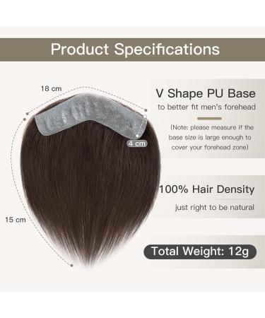 Elailite Men's Toupee V-Shape Hairline Hair Extension Real Human Hair Invisible Forehead Hairpiece Fringe Bang Replacement System (4 * 18cm) (#02 Dark Brown 6 Inch) 6 Inch FRINGE #02 Dark Brown - Buy Online on GoSupps.com