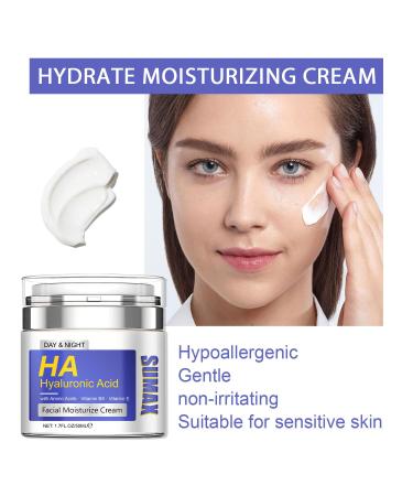 Hyaluronic Acid Moisturizer with Airless Pump Facial Moisturize Cream with Amino Acids Vitamin B5 Vitamin E Anti-Aging Hydrating Reducing Fine Lines for Women Suitable for Dry Skin 1.7 Fl. Oz - Buy Online on GoSupps.com
