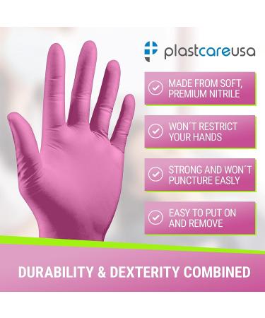 100 Pink Nitrile Exam Gloves 3.5 Mil - Latex & Powder Free, Small, Disposable Non-Sterile Protective Gloves by PlastCare - Buy Online on GoSupps.com