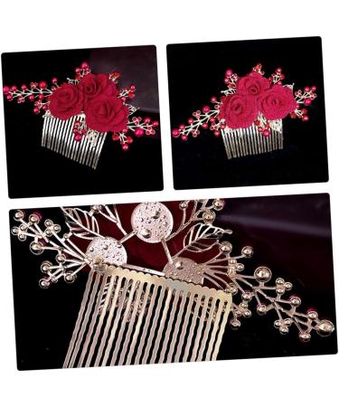 HAPINARY Rose Hair Comb Wedding Hair Accessories for Brides Bridal Hair Side Comb Bride Hair Side Comb Bride Side Comb Hair Jewelry Comb Wedding Hair Comb Rose Hair Decor Zinc Alloy Red - Buy Online on GoSupps.com