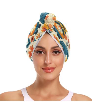 Garden Honeybee Gnomes Pattern Design in Bee Colors Hair Towel 2 Pack Super Absorbent Hair Drying Towel Quick Dry Hair Turbans Head Towel with Button Twisty Wrap for Women Girls