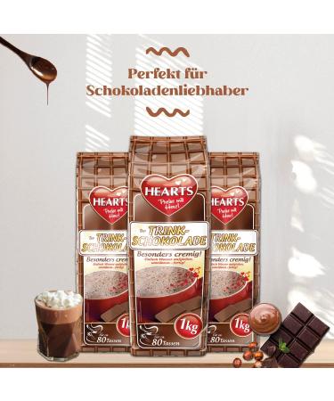 Hearts Instant Drinking Chocolate 1kg - Lightly Soluble Milky Creamy - 5 Pack - Makes 400 Cups - Buy Online on GoSupps.com