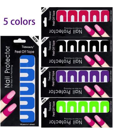 5 Set Nail Protector Peel Off Tape Anti-Spill Nail stickers 5 Colors Nail Painting Guide Manicure Tool for Nail Art - Buy Online on GoSupps.com