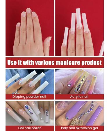 Kalolary 400 Pcs Extra Long U-Curve Acrylic Nail Tips - Natural Color Full Cover C Curve Fake Nails for Nail Art & Extensions - Buy Online on GoSupps.com