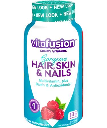 VitaFusion Gorgeous Hair Skin & Nails Gummies - Natural Raspberry 135 Count Multivitamin - Buy Online on GoSupps.com