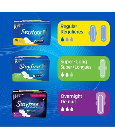 Stayfree Ultra Thin Overnight Pads with Wings - 40 Count Pack - Reliable Protection for Feminine Moisture Leaks and Periods - Buy Online on GoSupps.com