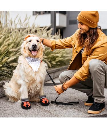 Waterproof Dog Shoes - 4 Pack with Reflective Straps | Anti-Slip Sole for Small & Medium Dogs - Winter Paw Protector (Blue/Orange XXL) - Buy Online on GoSupps.com