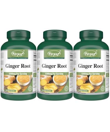 VORST Ginger Root 1200mg Per Serving 3 X 180 Vegan Capsules | Helps Support Digestion | Migraines Nausea & Inflammation Supplement | For Men & Women | Powder Pills | 3 Bottles 540 count (Pack of 1)