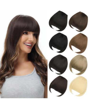 BUYOGET Clip in Fringe Hair Extension Natural Natural Black Straight Fake fringe Clip on Bangs Hair Clip for Women Girls Natural Black #1B