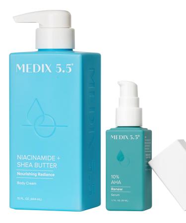 Medix 5.5 Niacinamide Nourishing Cream + 10% Glycolic Acid Exfoliating Body Serum Set