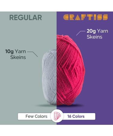 16x20g Acrylic Yarn Kit - 700 Yards, 2 Hooks, 2 Needles, 4 Stitch Markers - Crocheting & Knitting Craft Project Set - Buy Online on GoSupps.com