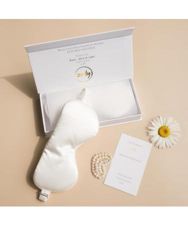 ZEDY 100% Silk Sleep Mask - Luxury Adjustable Eye Mask for Travel & Yoga - Soft Zero Pressure Comfort (Off White - Buy Online on GoSupps.com