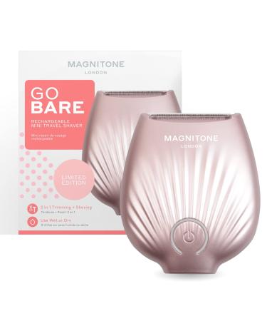 Magnitone GoBare! Rechargeable Waterproof Compact Mini Lady Shaver for Legs Underarms and Bikini Line (Rose Gold)