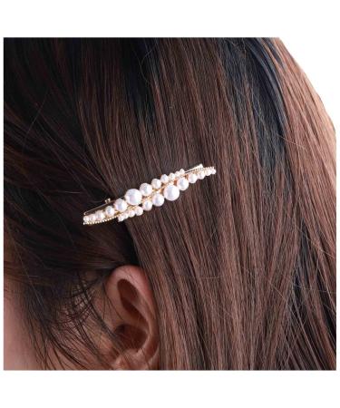 Yheakne Vintage Hair Clip Pin Gold Pearl Hair Pins Clip Pearl Hair Barrette Headpieces Decorative Hair Piece Metal Head Clip Hair Accessories for Women and Girls (Pearl)