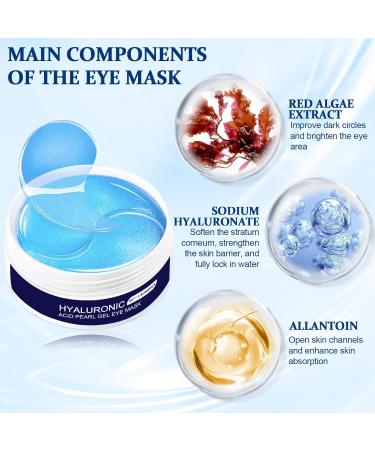 60 Pcs Hyaluronic Acid Eye Pads - Hydrogel Masks for Dark Circles Wrinkles & Puffiness - Moisturizing Eye Treatment - Buy Online on GoSupps.com
