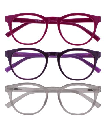 Opulize Blu - Reading glasses Blue light filter 3 Series Pack COULD FRING FREE SAME INFIDER HOLLES IMPTIONATION GAMING RESIGN Men Women BBB5-137 +3.00 Diopttries pink / purple / ice cream