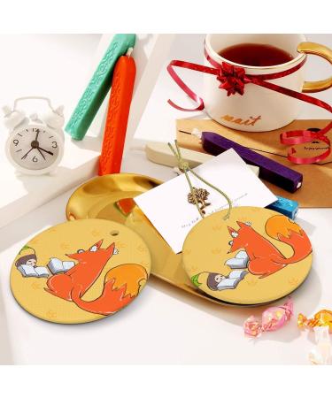 YYHHAOFA Sunflower Seeds and Foxes Pattern Christmas Ceramic Round Pendant Decoration - Festive Hanging Ornament for Stores and Homes -2.9 in - Buy Online on GoSupps.com