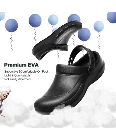 Oil Resistant Chef Shoes Waterproof Clogs with Arch Support - Non Slip Kitchen Hospital Safety Shoes for Men and Women - Black, Size 10 Wide Women/9 Wide Men - Buy Online on GoSupps.com