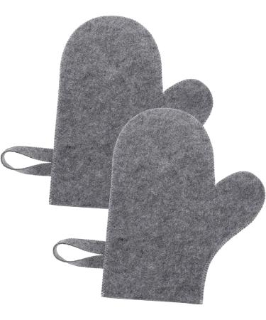GLSTOY Felt Sauna Gloves 4 Pcs - Exfoliating Body Scrubber Mitts for Spa Bath - Grey Shower Towel - 29X24CMx2pcs - Buy Online on GoSupps.com