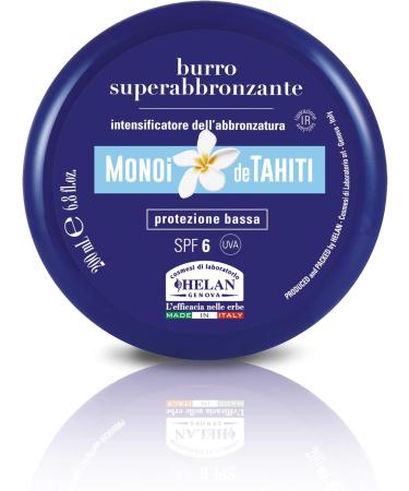 Helan Monoi De Tahiti - Face and Body Tanning Accelerator Tanning Moisturiser & Body Butter with Natural Tan Accelerator Tanning Cream & Sunscreen with Sun Protection SPF 6 200 ml - Made in Italy - Buy Online on GoSupps.com