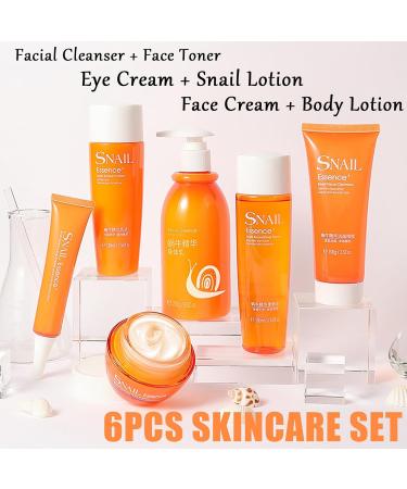 Snail Skincare Set for Women Anti Aging Skin Care Sets Firming Face Cream & Face Toner & Eye Cream & Body Lotion & Face Cleanser High Strengthen Tightening Aging Skin All Day Hydrating Body Skin - Buy Online on GoSupps.com