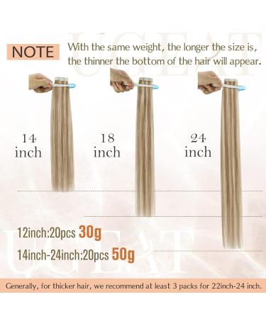 Buy Ugeat Real Hair Tape-In Extensions - Brown & Bleached Blonde Highlights - 20'' 50g #P10/613 - Invisible & Lightweight - Buy Online on GoSupps.com