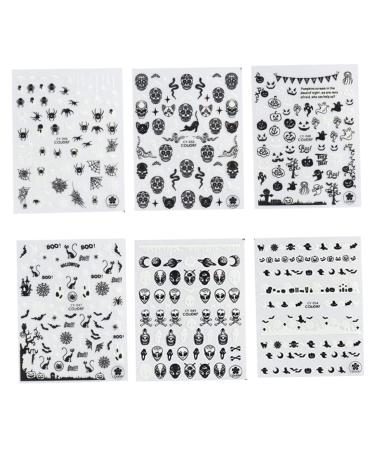 Halloween Nail Art Stickers Glow in The Dark Nail Decals 3D Self-Adhesive Fluorescent Nail Stickers Skull Spider Witch Ghost Pumpkin Bat Snake Nail Design for Women and Girls DIY Acrylic Nail