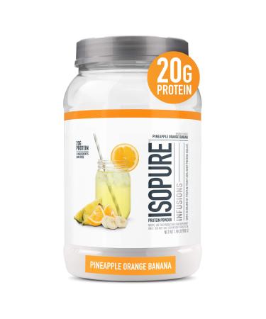 Isopure Protein Powder  Clear Whey Isolate Protein  Post Workout Recovery Drink Mix  Gluten Free with Zero Added Sugar  Infusions- Pineapple Orange Banana  36 Servings Pineapple Orange Banana 36 Servings (Pack of 1)