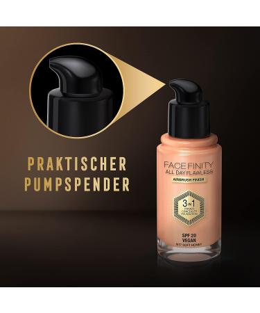 Max Factor Face-Finity All Day Flawless 3-In-1 SPF 20 Foundation Makeup in Soft Honey - 30ml (1 Ounce) - Buy Online on GoSupps.com