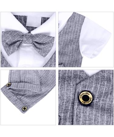 AmzBarley Baby Boys Gentlemans Tuxedo Rompers Suit in Grey | Kids Formal Outfit with Shirt, Pants, Vest, and Bowtie | 1-2 Years - Buy Online on GoSupps.com