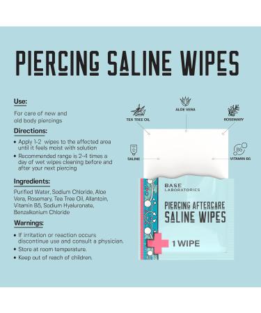 Base Labs Piercing Aftercare Wipes | Saline Wipes | Piercing Saline Wipes for Nose Ear Belly Lips | Saline Solution for Piercings | For Keloid Bumps & Piercing Bumps | 75 Wipes 75 count (Pack of 1) - Buy Online on GoSupps.com