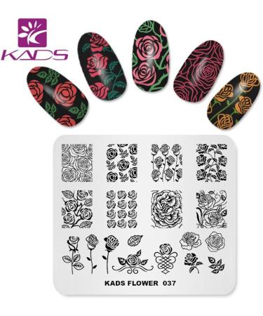 KADS Nail Stamping Plate Rose Flower Nature Image Template for DIY Manicure - FL037 - Buy Online on GoSupps.com