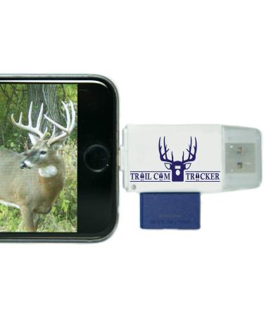 Trail Cam Tracker SD Card Reader for iPhone  Android Micro USB  Best  Fastest Game Camera Viewer  Deer Hunting Smartphone Memory Card Player - Free Case- Hunt Big Bucks