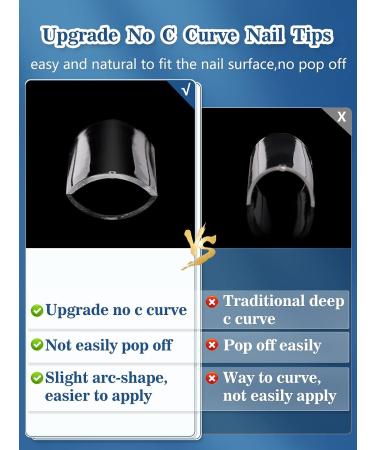 504PCS XXL Clear Square Nail Tips for Acrylic Nails - Professional Long Fake Nails for Nail Salon and DIY Nail Art - Half Cover Ballerina Coffin French Nails with Bag - Buy Online on GoSupps.com
