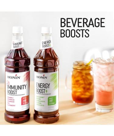 Monin - Total Immunity Boost, Immune Support Supplement, Liquid Blend of Vitamins, Minerals, & Antioxidants, Immune Boosting Vitamin C & D + Elderberry, For All Beverages, Low Calorie (1 Liter + Pump) Immunity Boost + Pump  - Buy Online on GoSupps.com