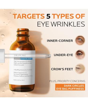 Dr. Pure Caffeine Solution 5% EGCG Eye Contour Serum - Reduce Puffiness & Dark Circles | Hydrating Formula with Hyaluronic Acid - 2 Fl Oz - Buy Online on GoSupps.com