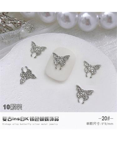 10Pcs 3D Butterfly Nail For Nails Alloy Butterfly Nail Decoration Alloy Nail Butterfly Nail Manicure Accessories Manicure Accessories Silver - Buy Online on GoSupps.com
