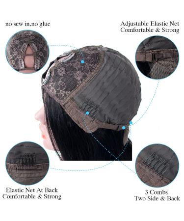 16 Inch V Part Straight Brazilian Human Hair Wig for Black Women - No Leave Out, No Sew in, No Glue - 150% Density, Natural Color - Upgrade U Part Wig - Buy Online on GoSupps.com