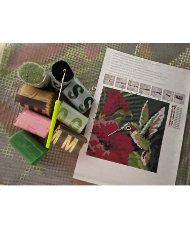 Colorful Hummingbird Latch Hook Craft Kit - 16'' X 16'' Tapestry Kit for DIY Rugs | Embroidery Needlework Rug Kit - Buy Online on GoSupps.com