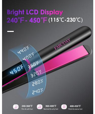 Fabuday Flat Iron Hair Straightener - Dual Voltage Fast Heating LCD Display Auto Shut-Off 12 Adjustable Temperatures 1 Inch Ceramic Plates - Perfect for All Hair Types - Buy Online on GoSupps.com
