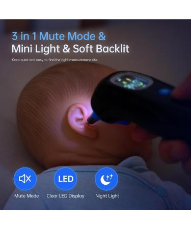 High Accuracy Ear Thermometer for Babies Kids & Adults | 32 Memory Recall LED Backlit Mute Function Night Light & 21 Disposable Probe Covers - Black - Buy Online on GoSupps.com