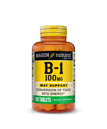 MASON NATURAL Vitamin B1 (Thiamin) 100 mg - Healthy Conversion of Food into Energy Supports Nerve and Immune Health 100 Tablets