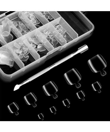 Svalor 100 pieces of artificial toenails toenails false nails tips transparent nail tips artificial nails with box and cheek for women girls DIY manicure decoration (10 sizes)
