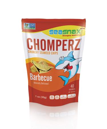 SeaSnax Chomperz Crunchy Seaweed Chips, Barbecue, 1 Ounce (Pack of 8)