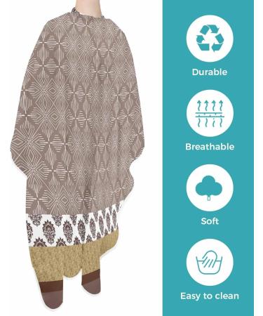 Buy Brown Geometric Barber Cape - Adjustable Hair Cutting Cape for All Ages | Salon Hairdressing Accessories - 55x63 Inch Mandala Design - Buy Online on GoSupps.com