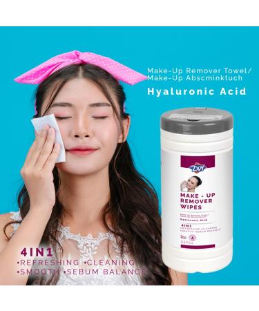 ZIPY Makeup Remover Cleansing Wipes - Hyaluronic Acid Facial Wipes - 55 Pack for Gentle & Effective Cleaning - International Shipping Available - Buy Online on GoSupps.com
